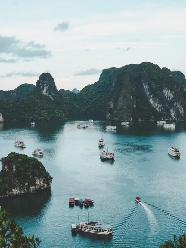 Ha Long Bay in Vietnam on a school expedition