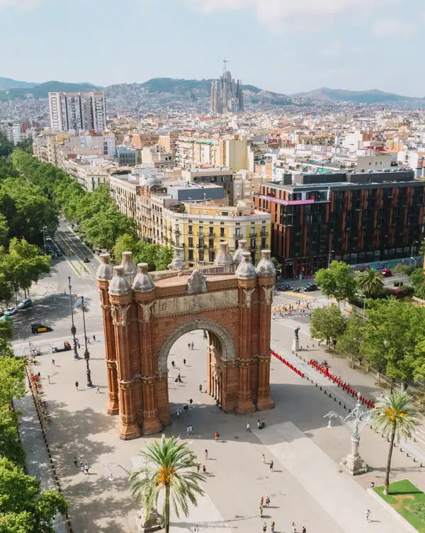 Barcelona Skyline and Arc de Triomf on Spanish school trips
