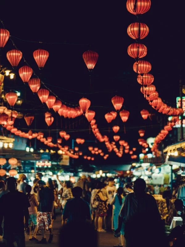 Exploring a night market on a school trip to Cambodia