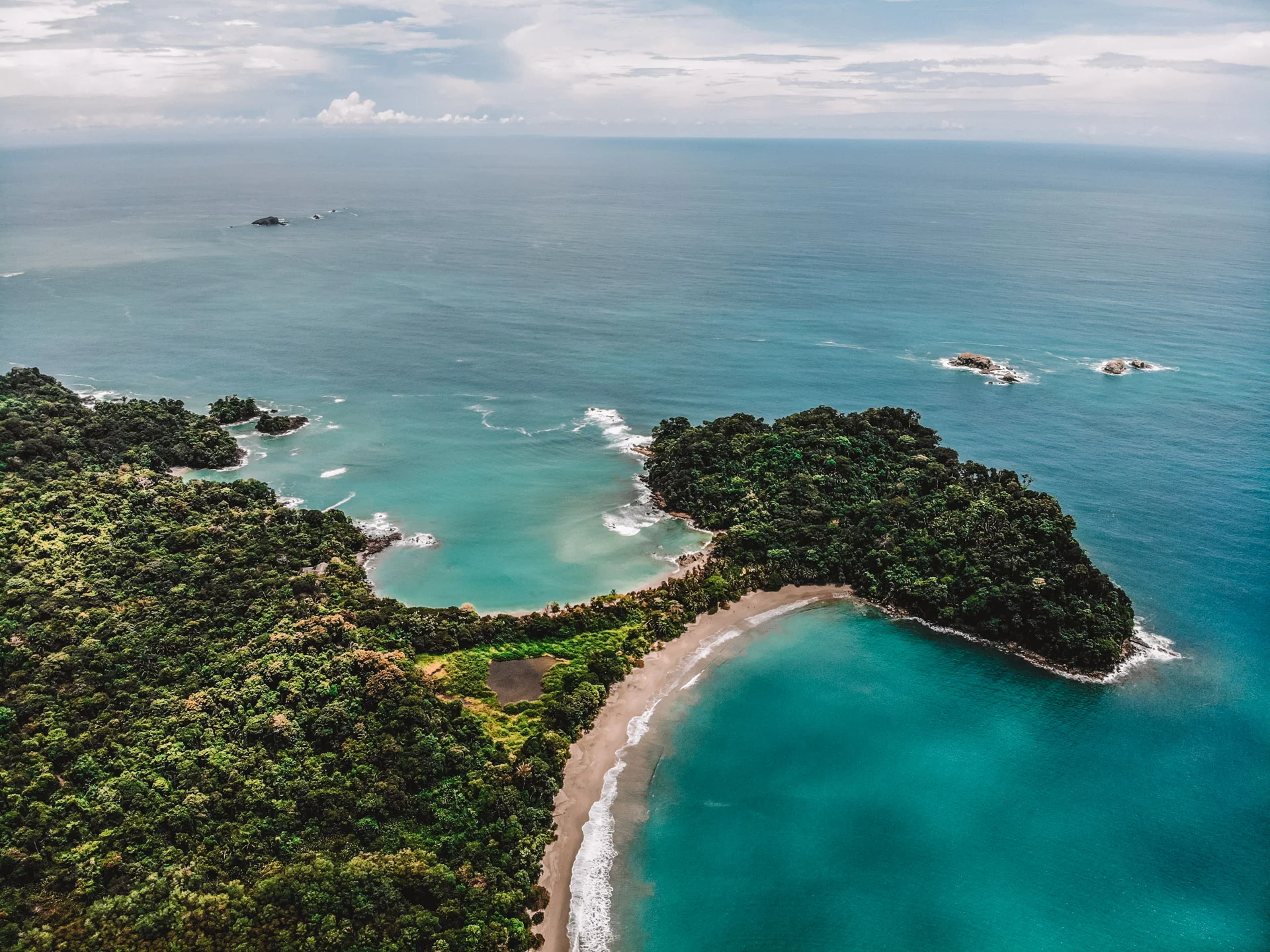 View of a small bay on the coast of Costa Rica on a school trip