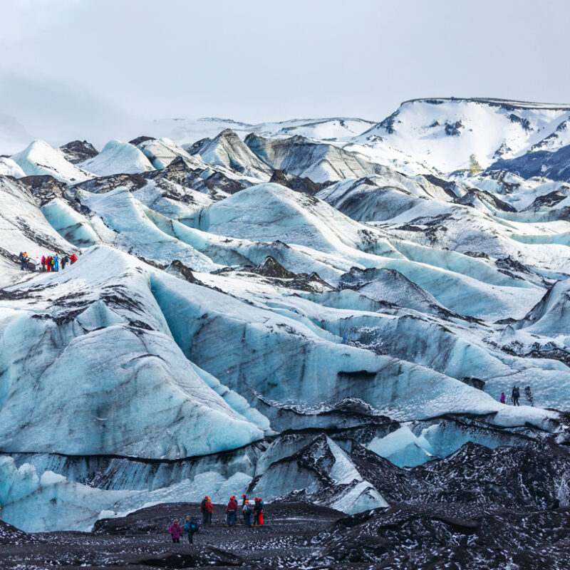 Exploring a glacier in Iceland