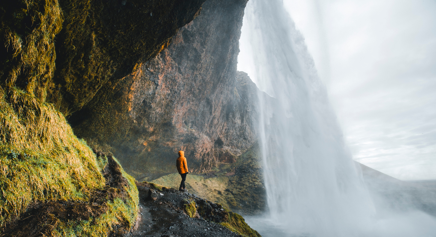 Waterfall in Iceland on a geography field trip