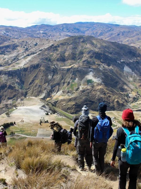 Student group hiking on their school expedition