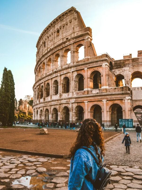 A student visiting the Colosseum