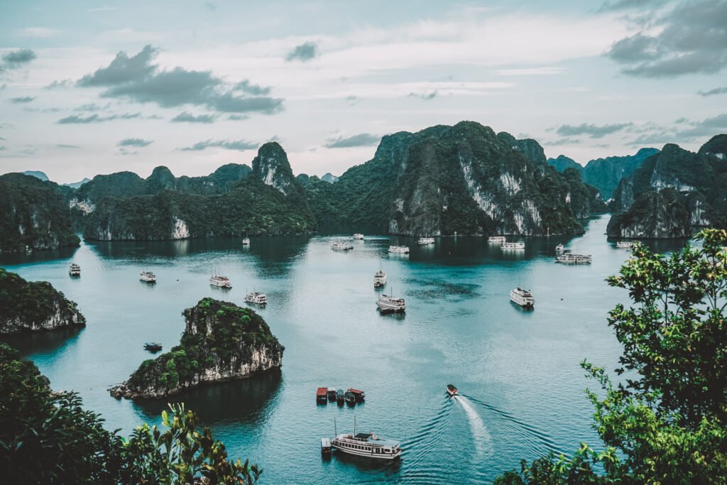 Exploring Ha Long Bay in Vietnam on a school trip