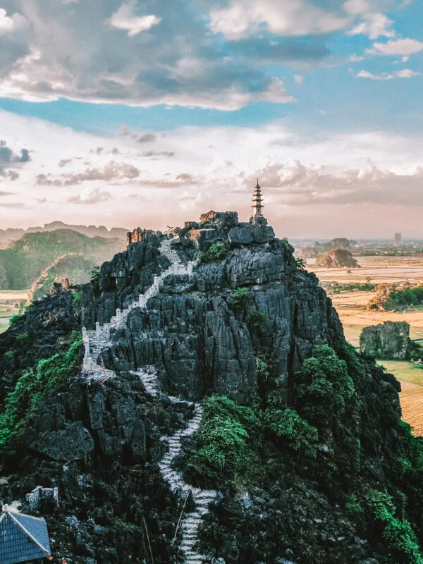 Hiking up a picturesque hill in Vietnam on a school expedition