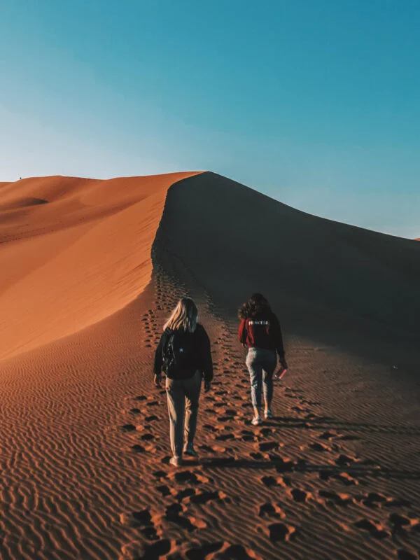 Hiking in the desert in Namibia on a school expedition