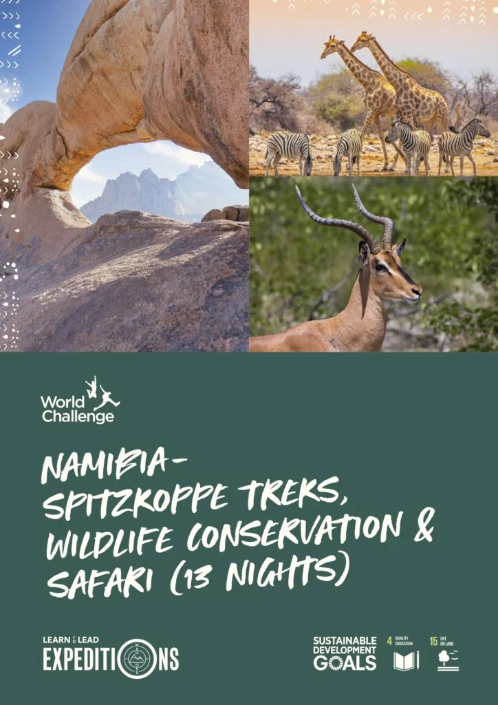 A sample school expedition itinerary in Namibia