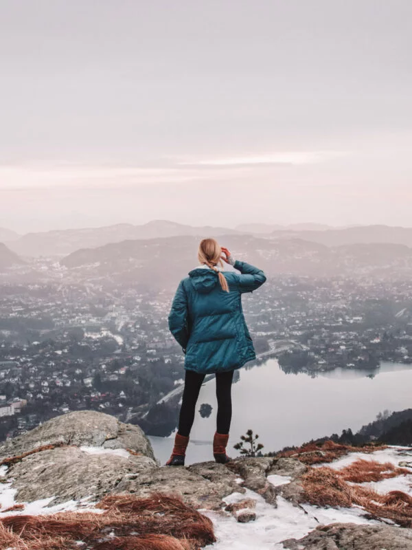 A student admiring the view in Norway on a school expedition