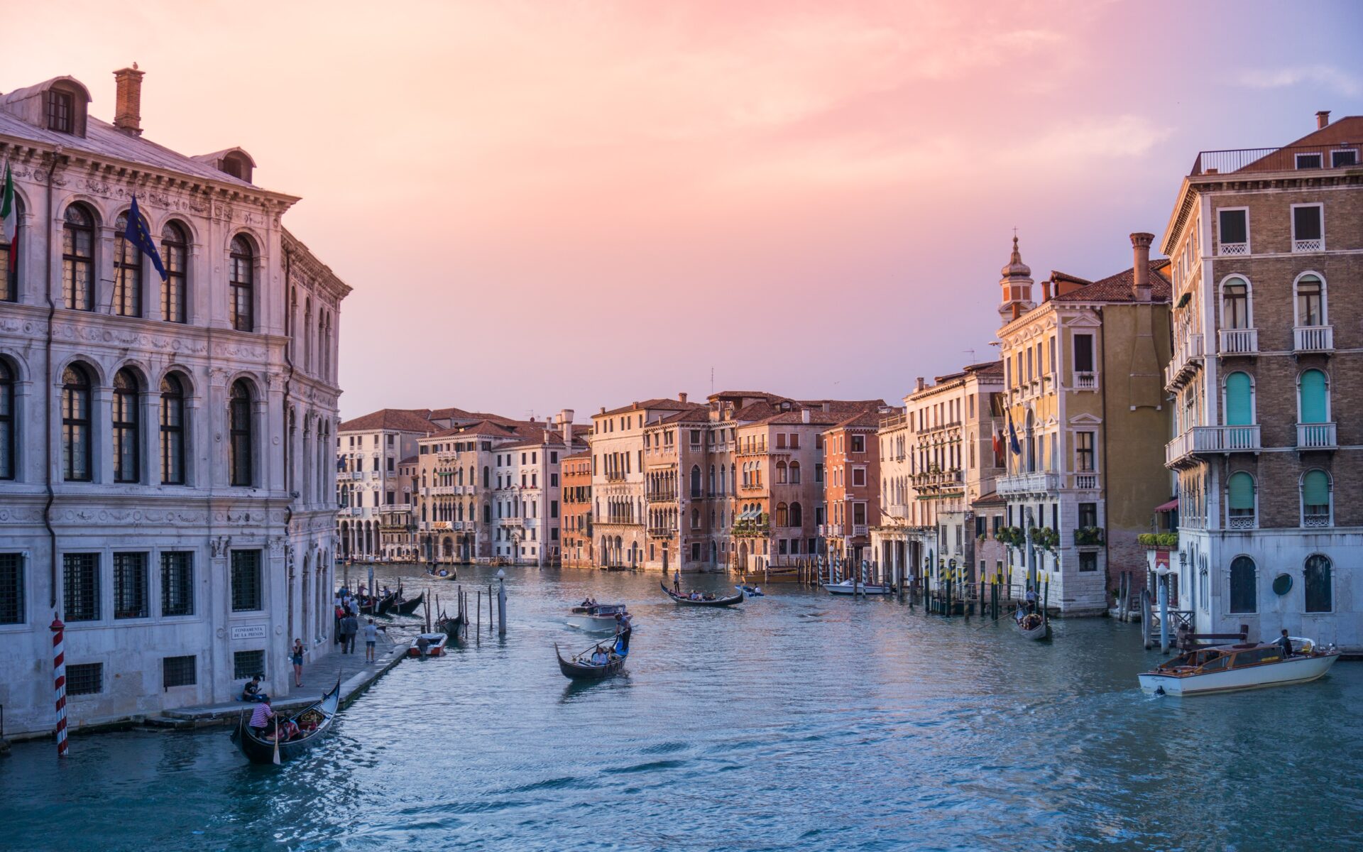 Sightseeing round Venice on an overseas school trip