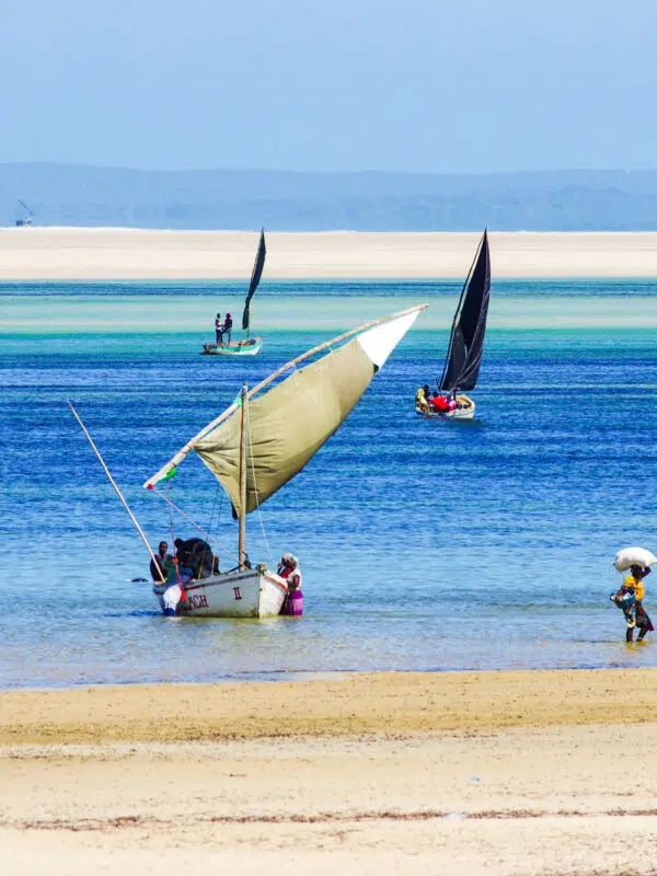 Fishermen by the beach in Mozambique