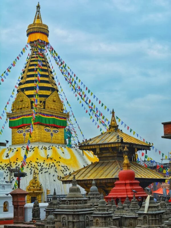 Visiting Swoyambhunath Stupa in Kathmandu, Nepal on a school trip