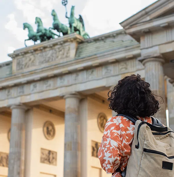 Visiting the Brandenburg gate on German school trips