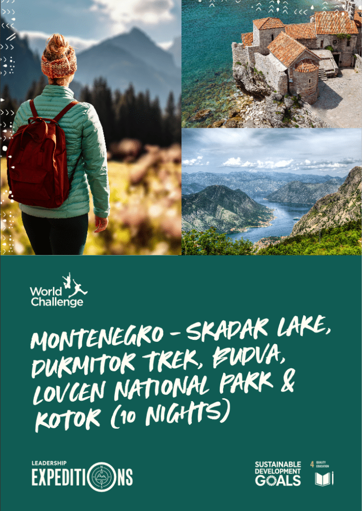 A sample school expeditions itinerary to Montenegro
