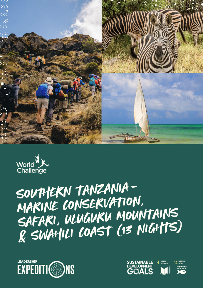 A sample school expedition itinerary to Southern Tanzania
